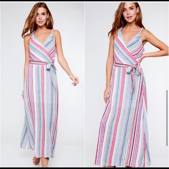 Pastel striped spring summer maxi dress - Picture 5 of 8